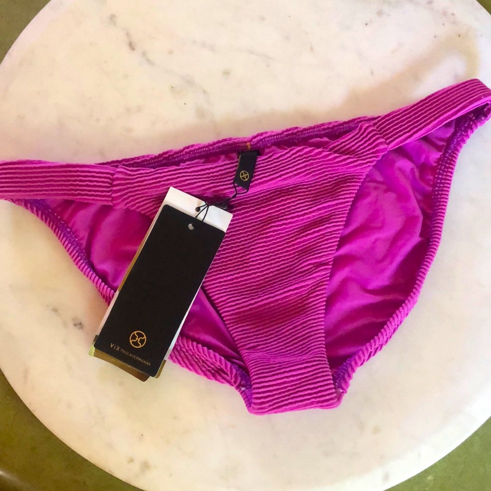 Vix Magenta Ribbed Bikini Bottom
